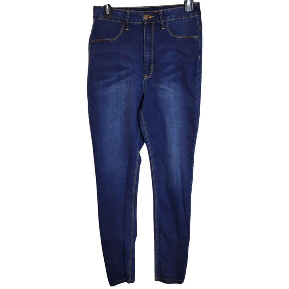 Fashion Nova Womens Size 13 Blue Solid High Rise Skinny Jeans - Picture 1 of 11